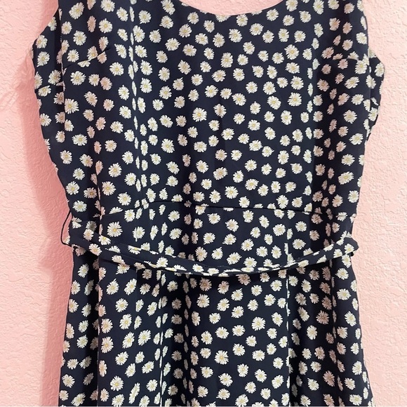 NWT Row A Godet scoop neck summer dress navy floral print A line size XL daisies - Picture 6 of 9